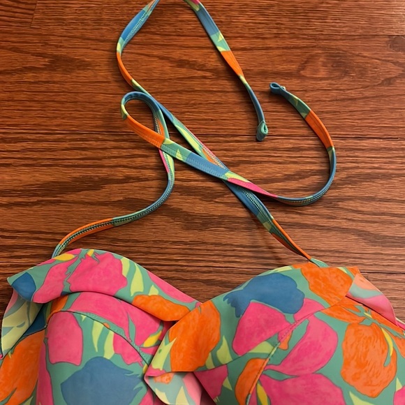 AERIE BIKINI SWIMSUIT SET. Ruffle BLAKELY BRA sz 36C / CHEEKY COUPE BOTTOM sz L - Picture 4 of 10